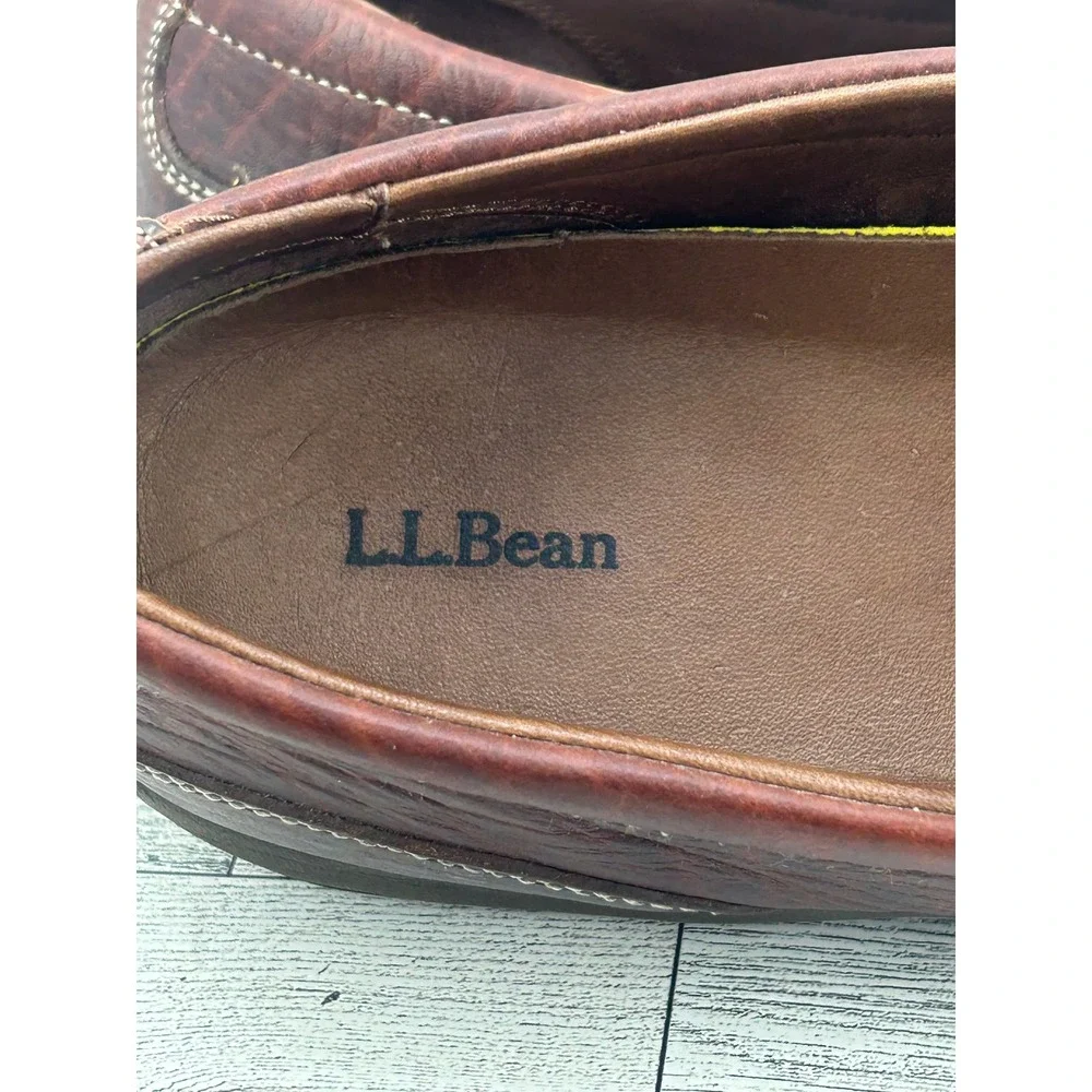 LL‎ Bean Men Sz 10.5 M Brown Leather Venetian Loafers 0GTF7 04 Slip On Shoes
